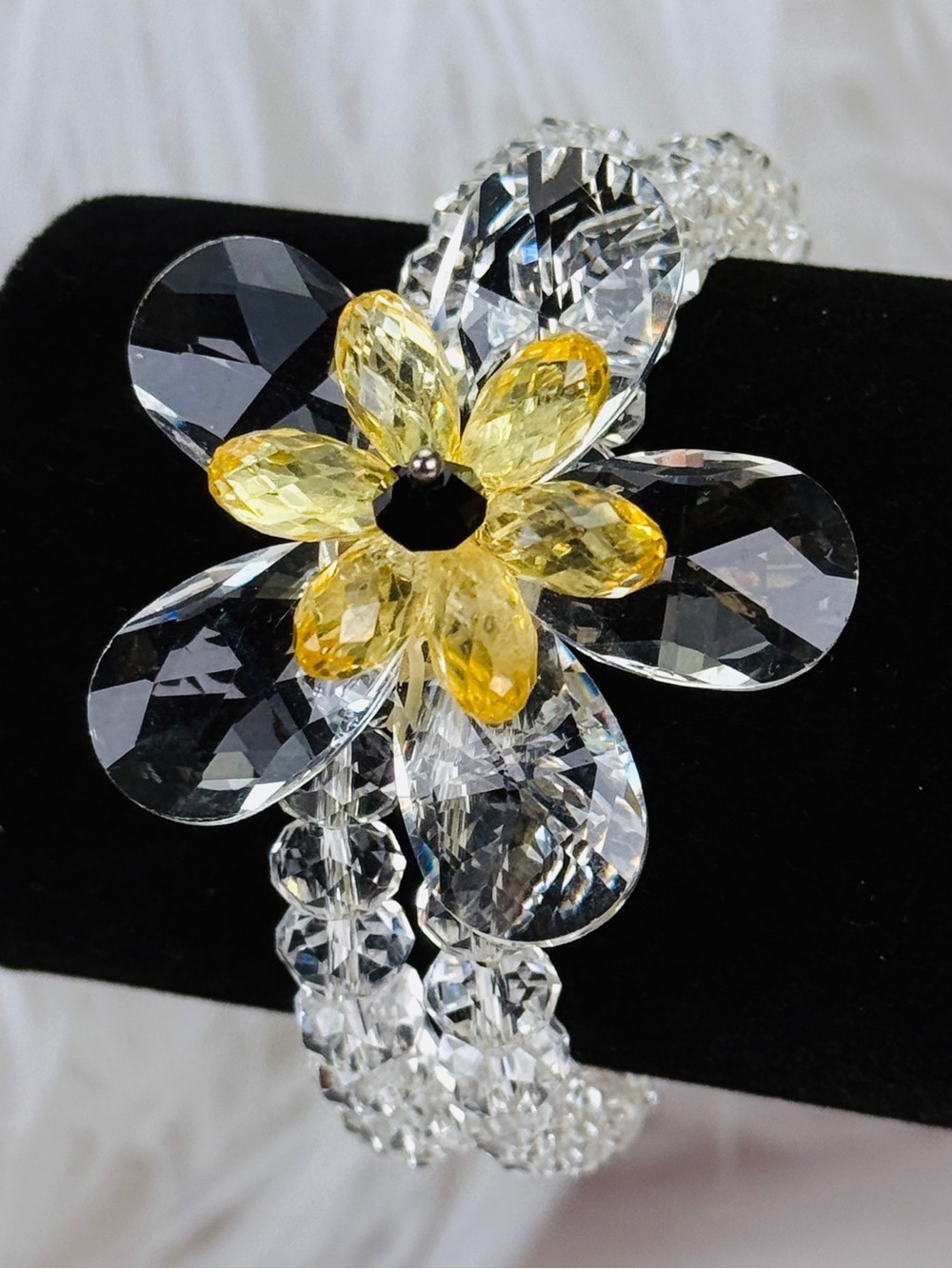 Clear double string floral costume elastic stretch bracelet